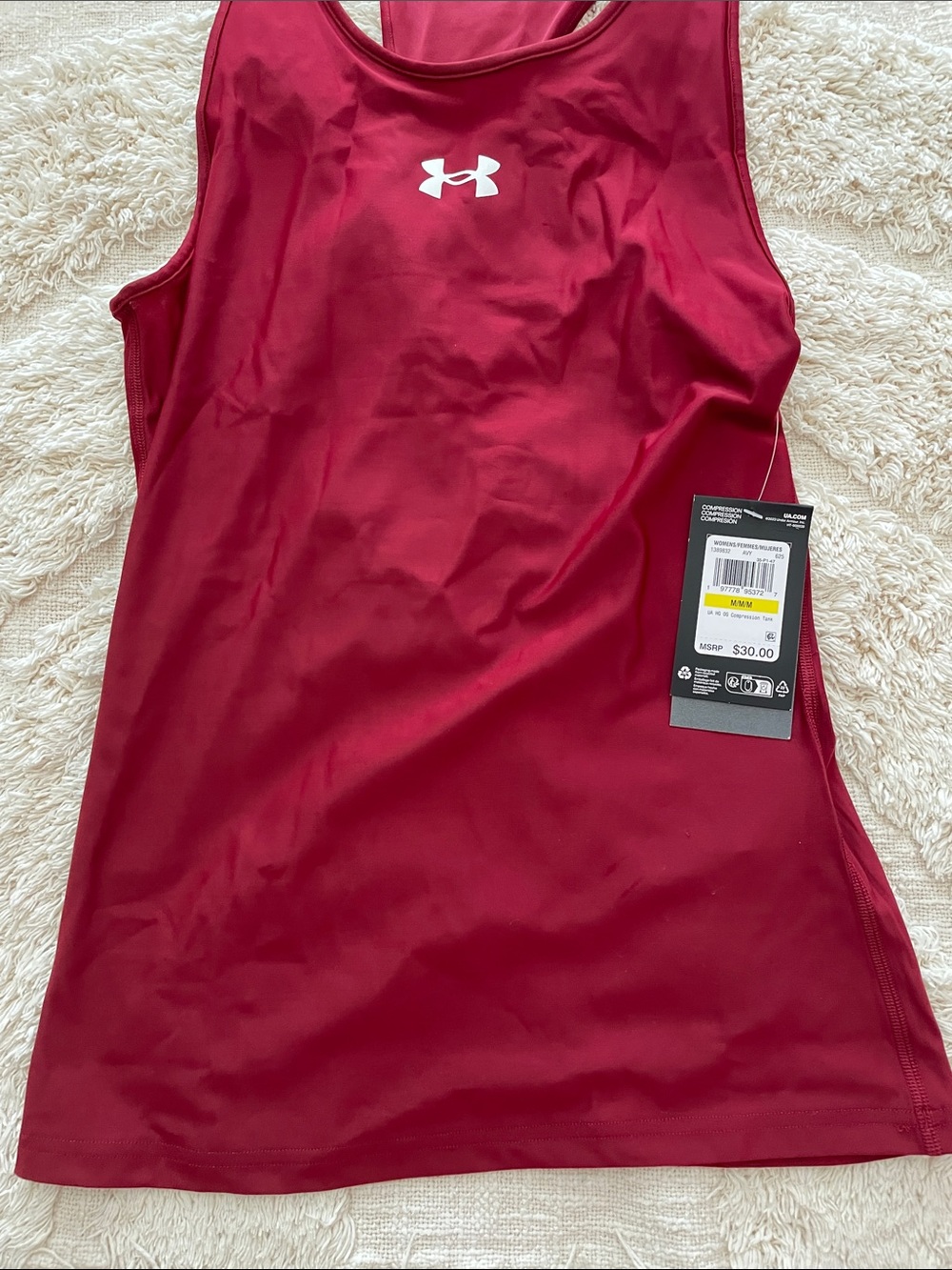 Under Armour Ruby Red Racerback Tank burgundy compression size medium NWT - Picture 4 of 6